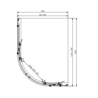Eastbrook Corniche 2 Door Offset Quadrant Shower Enclosure - 8mm Glass  - Chrome - Image 15