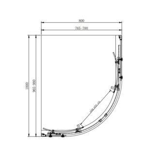 Eastbrook Corniche 2 Door Offset Quadrant Shower Enclosure - 8mm Glass  - Chrome - Image 3
