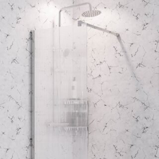 Eastbrook Vantage Fluted Walk-In Wetroom Glass Panel - 8mm Glass - Chrome - Image 2