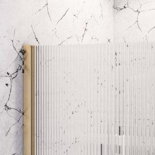 Eastbrook Vantage Fluted Walk-In Wetroom Glass Panel - 8mm Glass - Brushed Brass - Image 3