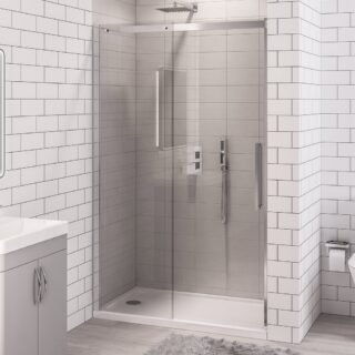 Eastbrook Corniche Semi Frameless Sliding Shower Door With Side Panel - 8mm Glass - Chrome - Image 2