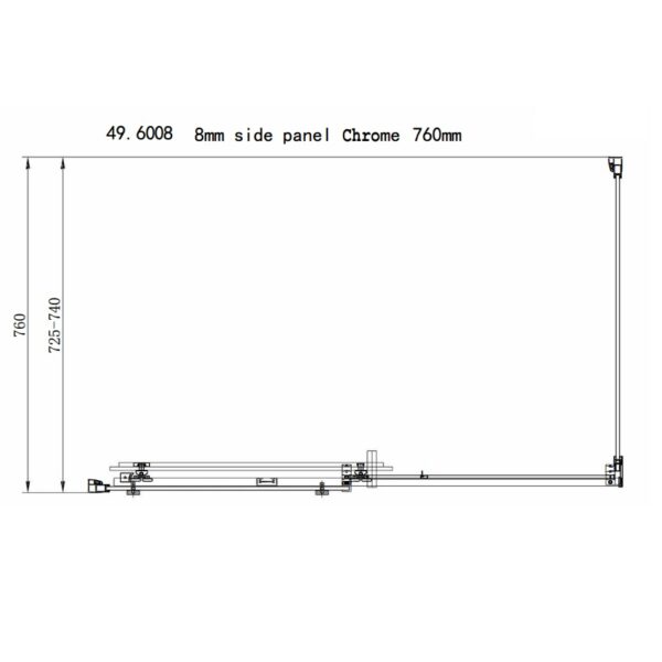 Eastbrook Corniche Semi Frameless Sliding Shower Door With Side Panel - 8mm Glass - Matt Black - Image 10