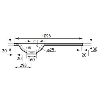 Eastbrook Diamante Cast Worktop - 1100mm Wide - White - Image 2