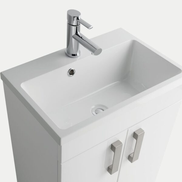 Eastbrook Quantum Cast Marble Vanity Basin - 580mm Wide - 1 TH - White