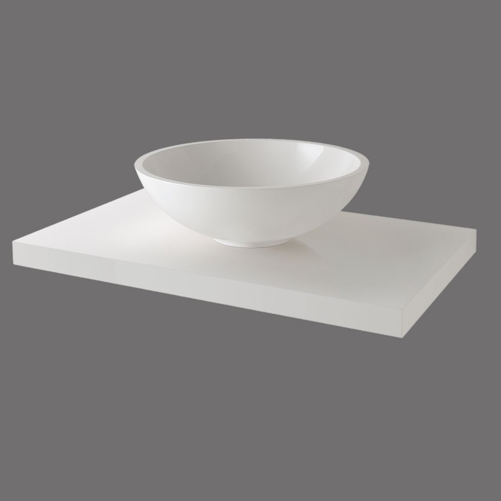 Eastbrook Rondo Sit On Countertop Basin With Worktop – 411mm Wide – No TH – White - 800mm Gloss White