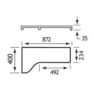 Eastbrook Oslo Curved Long Worktop - 872mm Wide - White - Image 2