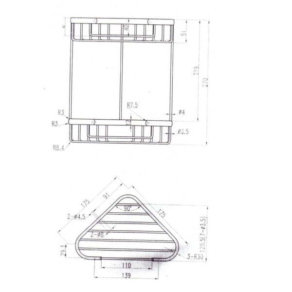 Eastbrook Double Corner Shower Basket - 175mm Wide - Chrome - Image 2