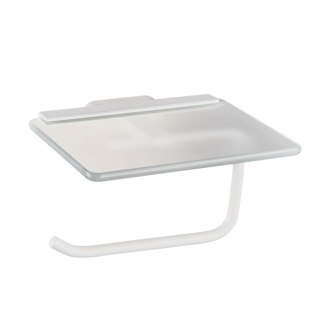 Eastbrook Asti Toilet Roll Holder With Glass Shelf - Matt White