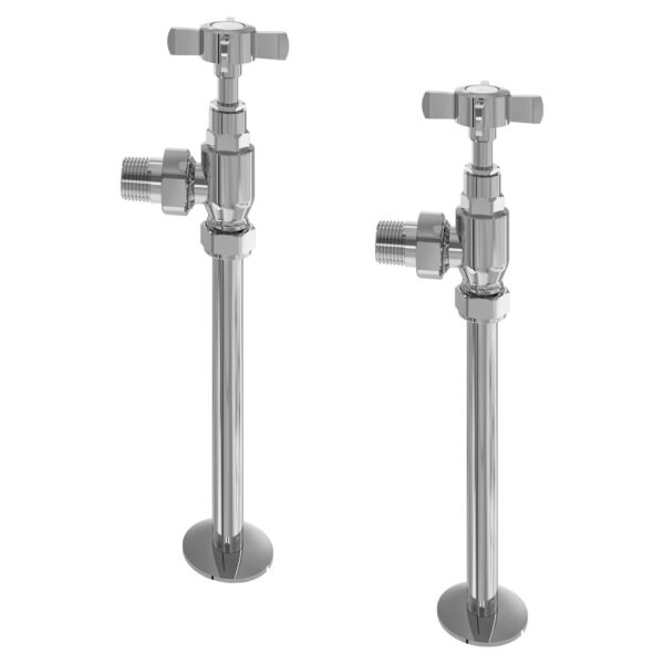 Eastbrook Traditional Angled Radiator Valves Pair With Tails - Chrome