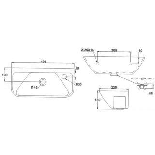 Eastbrook Wall Hung Cloakroom Basin With Overflow - 509mm Wide - White - Image 2
