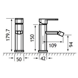 Eastbrook Prado 650 Mono Bidet Mixer Tap With Click Waste - Chrome - Image 2