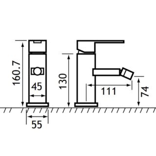 Eastbrook Prado 800 Mono Bidet Mixer Tap With Click Waste - Chrome - Image 2