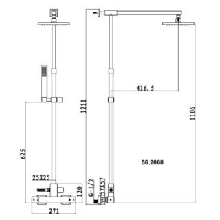 Eastbrook Winterbourne Thermostatic Bar Shower Mixer With Shower Kit And Fixed Head - Chrome - Image 2