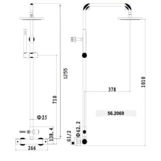 Eastbrook Winslade Thermostatic Bar Shower Mixer With Shower Kit and Fixed Head - Chrome - Image 2