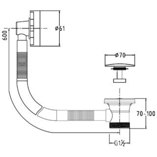 Eastbrook Superior Bath Pop Up Waste And Overflow - Chrome/Black - Image 2