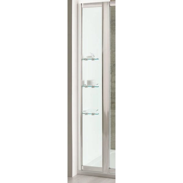 Eastbrook Volente Inline Panel With Shelves - 1850mm x 300mm - 6mm Glass - Chrome