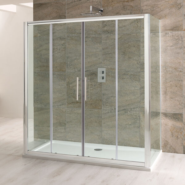 Eastbrook Volente Recessed Double Sliding Shower Door - 6mm Clear Glass - Chrome