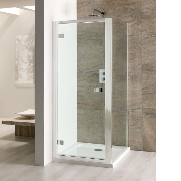 Eastbrook Volente Hinged Shower Door With Side Panel - 6mm Glass - Chrome