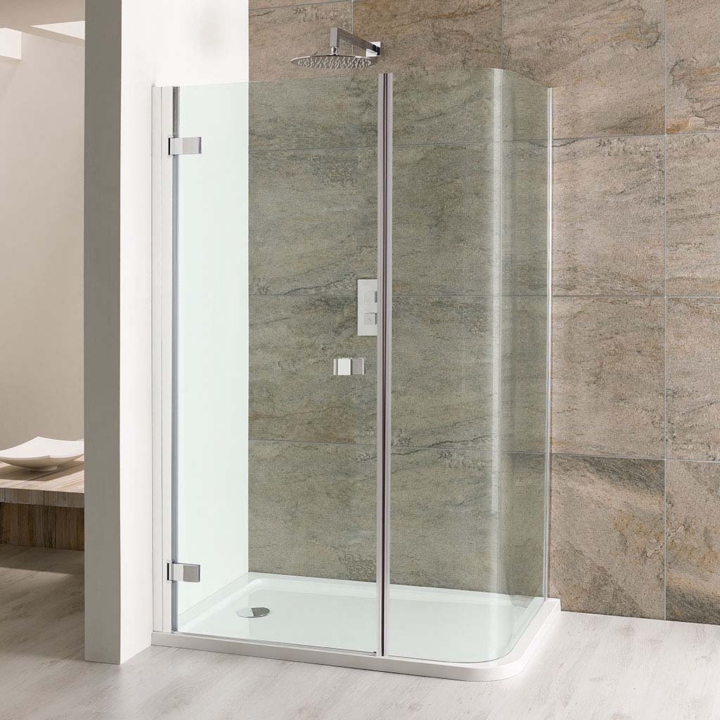 Eastbrook Volente Curved Corner Entry Shower Enclosure With Panel - 6mm Glass - 1200mm x 800mm - Chrome