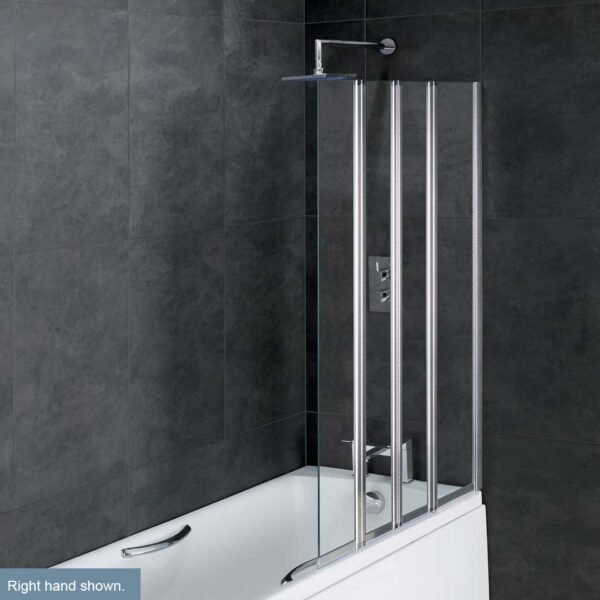 Eastbrook Volente 1 Fixed And 3 Folding Shower Bath Screen - 6mm Glass - 1400mm x 1000mm - Chrome