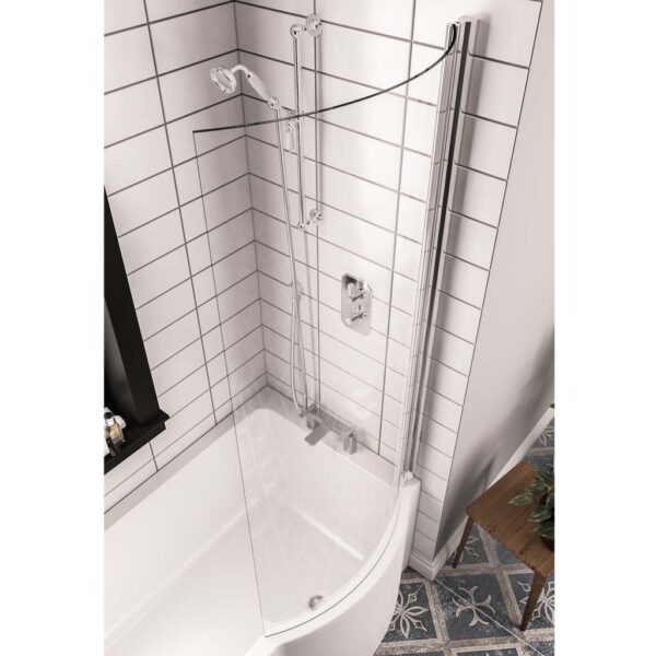 Eastbrook Arc P-Shaped Shower Bath Screen - 6mm Glass - 1400mm x 812mm - Chrome