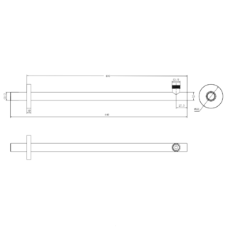 Eastbrook Round Wall Mounted Fixed Over Head Shower Arm - 400mm Long - Image 2