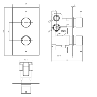Eastbrook Round 2 Outlet 2 Handles Thermostatic Concealed Shower Valve - Image 2