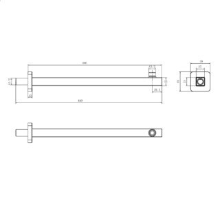 Eastbrook Square Wall Mounted Fixed Over Head Shower Arm - 400mm Long - Image 2