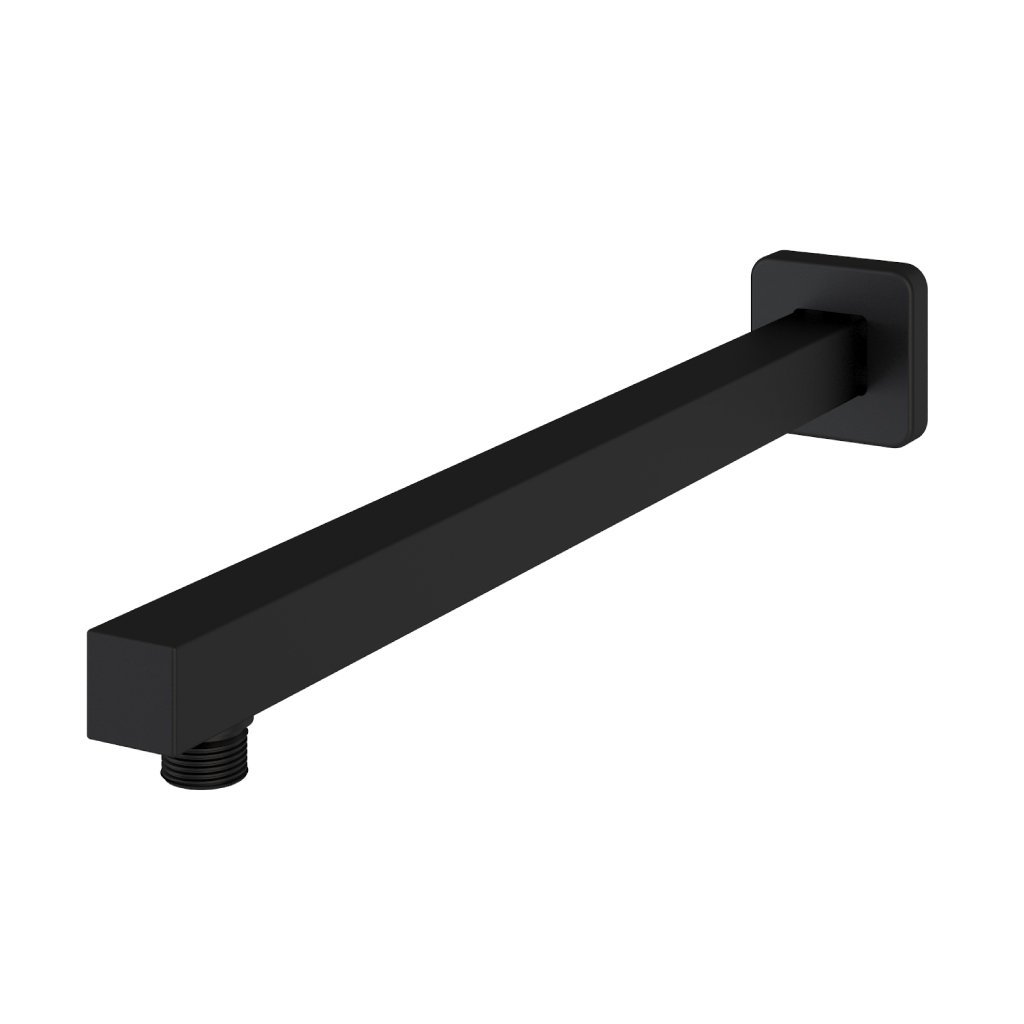 Eastbrook Square Wall Mounted Fixed Over Head Shower Arm – 400mm Long - Matt Black
