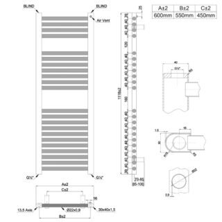 Eastbrook Biava Multirail Straight Heated Towel Rail - Matt White - Image 19