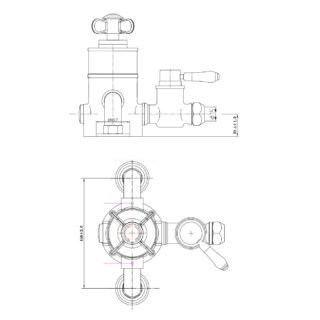 Eastbrook 1 Outlet Traditional Exposed Shower Valve With Flat Handles - Chrome/White - Image 2