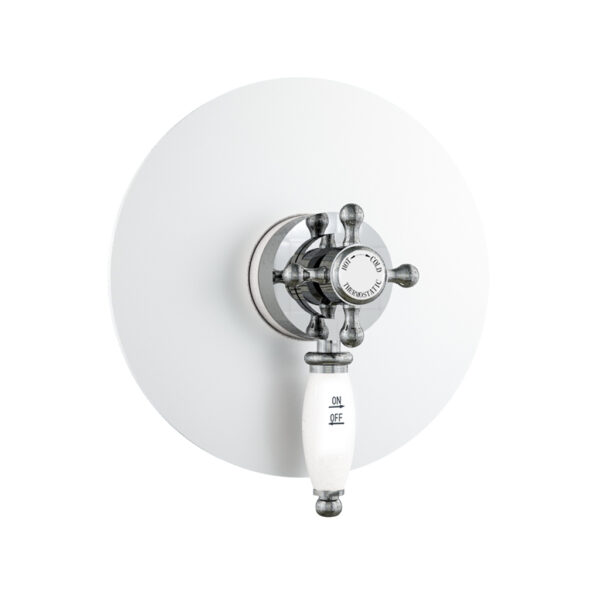 Eastbrook 1 Outlet 2 Handles Traditional Exposed Shower Valve With Flat Handles - Chrome/White