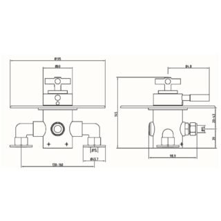 Eastbrook 1 Outlet 2 Handles Traditional Exposed Shower Valve With Flat Handles - Chrome/White - Image 2