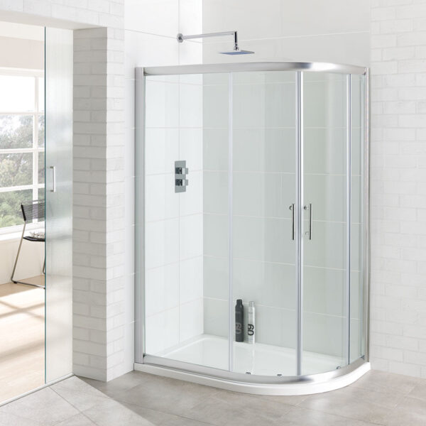 Eastbrook Vantage 2 Door Offset Quadrant Shower Enclosure - 6mm Glass - Chrome