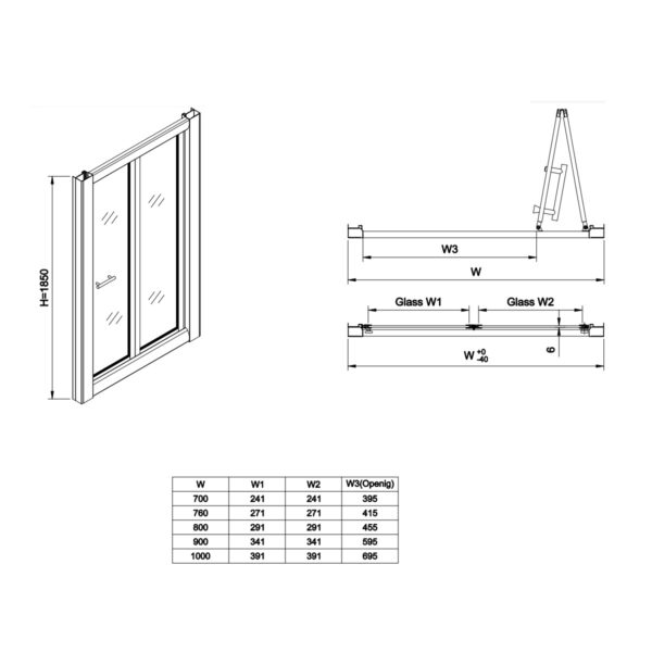 Eastbrook Vulcan Bifold Shower Door With Side Panel - 5mm Glass - Chrome - Image 2