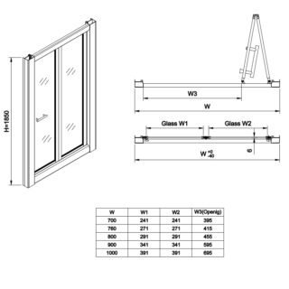 Eastbrook Vantage Bifold Shower Door With Side Panel - 6mm Glass - Chrome - Image 2