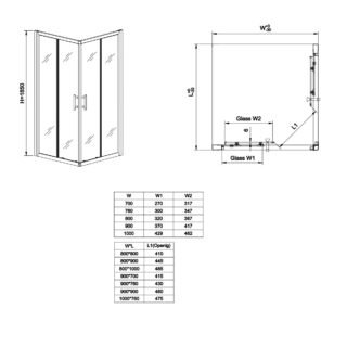 Eastbrook Vantage Corner Entry Shower Enclosure - 6mm Glass - Chrome - Image 2