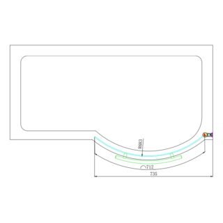Eastbrook C Shape Shower Bath Screen With Towel Rail - 6mm Glass - 1400mm x 735mm - Chrome - Image 2