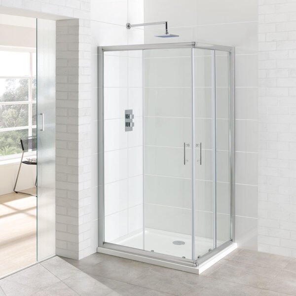 Eastbrook Vantage 2 Door Corner Entry Shower Enclosure - 6mm Glass - 900mm x 760mm - Chrome