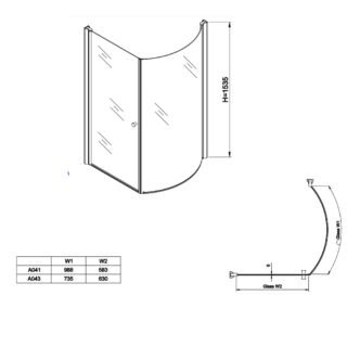 Eastbrook Prado Type 1-2 C Shape Shower Bath Screen - 6mm Glass - 1535mm x 700mm - Chrome - Image 2