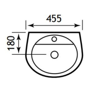 Eastbrook Loire Wall Hung Basin With Overflow - 455mm Wide - White - Image 2