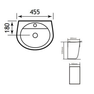 Eastbrook Loire Basin With Semi Pedestal - 455mm Wide - White - Image 2