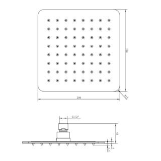 Eastbrook 8 Inch Square Shower Head - 200mm x 200mm - Chrome - Image 2