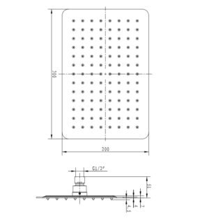 Eastbrook 8 Inch x 12 Inch Rectangular Shower Head - 200mm x 300mm - Chrome - Image 2