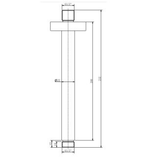 Eastbrook Round Ceiling Mounted Shower Arm - 200mm Long - Chrome - Image 2