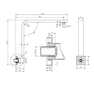 Eastbrook Square X Wall Mounted Shower Arm - 370mm Long - Chrome - Image 2