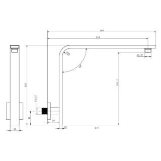 Eastbrook Square Wall Mounted Shower Arm - 360mm Long - Chrome - Image 2