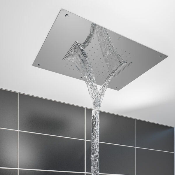 Eastbrook Ceiling Mounted Double Flow Waterfall Shower Head - Chrome - Image 3