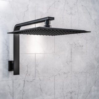 Eastbrook Wall Mounted Square L Shaped Shower Arm - 360mm Long - Matt Smooth Black - Image 2