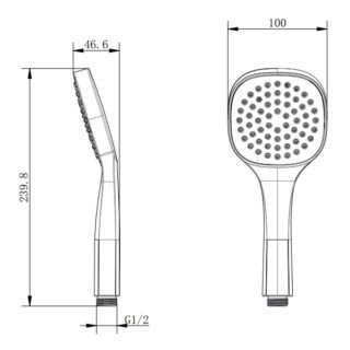 Eastbrook Type 100 Full Spray Single Function Shower Handset - Matt Smooth Black - Image 2